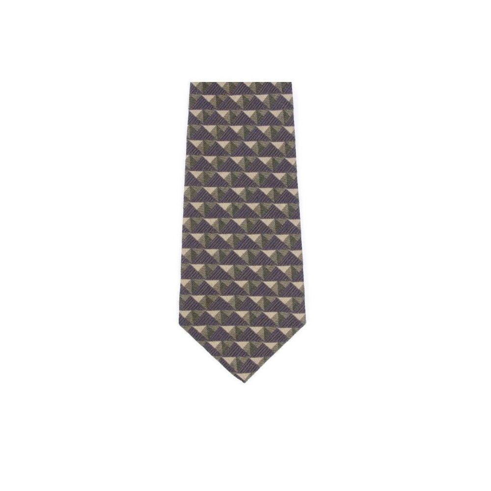 POLO Ralph Lauren Gray Tone Diamond Triangle Geometric Mens Silk Wool Neck Tie - Picture 3 of 4